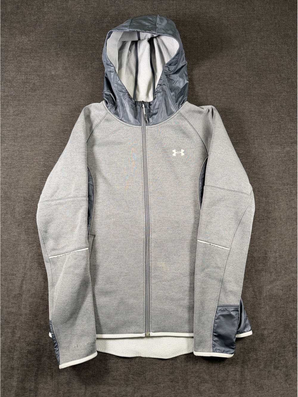 Under Armour Women's Gray Hooded Full-Zip Jacket with Satin Panels